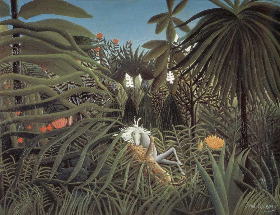 Henri Rousseau catamount attack horse